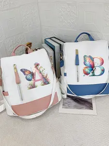 Women's Butterfly Letter Print Backpack, Casual Multifunctional Travel Bag, Adjustable Shoulder Strap, Spring Fashion, Gift for Friends and Family