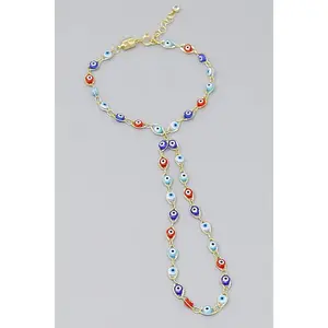 Evil Eye Gold Dipped Hand Chain Bracelet