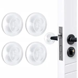 Door Stopper Wall Protector, Adhesive Bumper Protector,  Rubber Door Stops from Door Knobs, Shock Absorbent Wall Shield for Door Handle (Clear-4 Pcs)