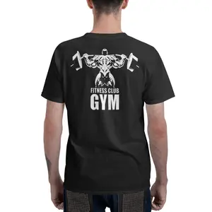 Men's Summer Fitness Graphic T-Shirt - Lightweight Breathable Gym Tee with Muscle for Man Dumbbell Design & 'Fitness Club Gym' Print, Regular Fit Casual Workout Shirt for Team Events, Hiking, Fishing, Sports Enthusiast Clothing, Machine Washable Fabric