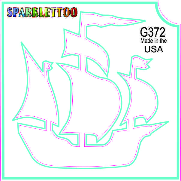 212 MAIN Ruby Red Glitter Finish Tattoo Stencil (G372-2) - 100-Pack, 1.5x2.3x2.3 in, 2-Ply Sheet, Schooner Design, FDA Safe, Easy Apply, for Men's Costume Accessories