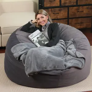 Bean Bag Chair for Adults, Foam Filled Furniture with Soft Removable Cover, Comfy Kids Sofa for Living Room Bedroom Dorm, 4 Feet for Christmas Gifts