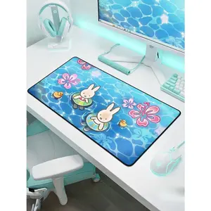 [SALE UP TO 50% + FREE SHIP]  Frutiger Aero Desk Mat  Cute Mousepad  Gaming Setup  Computer Accessories  Blue Mouse Pad  Bunny Decor for Gamers