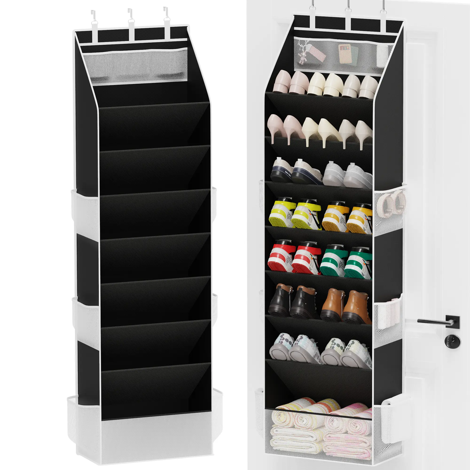 Criusia Over The Door Shoe Organizer Storage with Extra Large Pockets Premium Oxford Fabric for Closet Door Holds 20-22 Pairs of Shoes Easy Access & Versatile Design, Door-Mounted Shoe Storage, Doorway Shoe Racks,dorm essentials,home decor