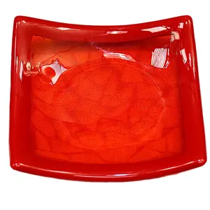 Fused Glass Trinket Plate- Fiery Red Flagstone