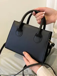 Simple classic solid color small square bag, mini handbag, Fashion Purses, double arc handle design, adjustable shoulder strap shoulder bag, urban simple commuter bag, suitable for daily travel, Fashion Elegant Handbag