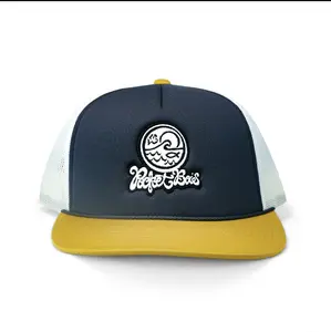 Pocket Bois Gold and Gray Classic Foamy Trucker Cap with Iconic Logo and Stylish Contrast