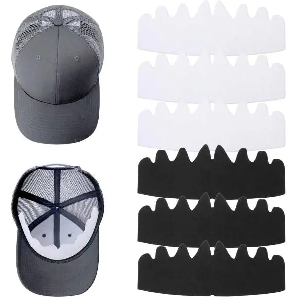 6 Pack Baseball Cap Inserts for Hat Shaping, Felt Hat Shapers & Sweat Liners, Baseball Hat Brim Shaper for Snapback, Fitted Caps & Trucker Hats, Cap Curve Insert, Adult Unisex, Fits 22-23 Inch Head