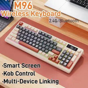 M96 Bluetooth Keyboard Wireless FREEWOLF Screen Gaming Keyboard,Electronic Screen, Multi-Device Connection,Ergonomics Gaming