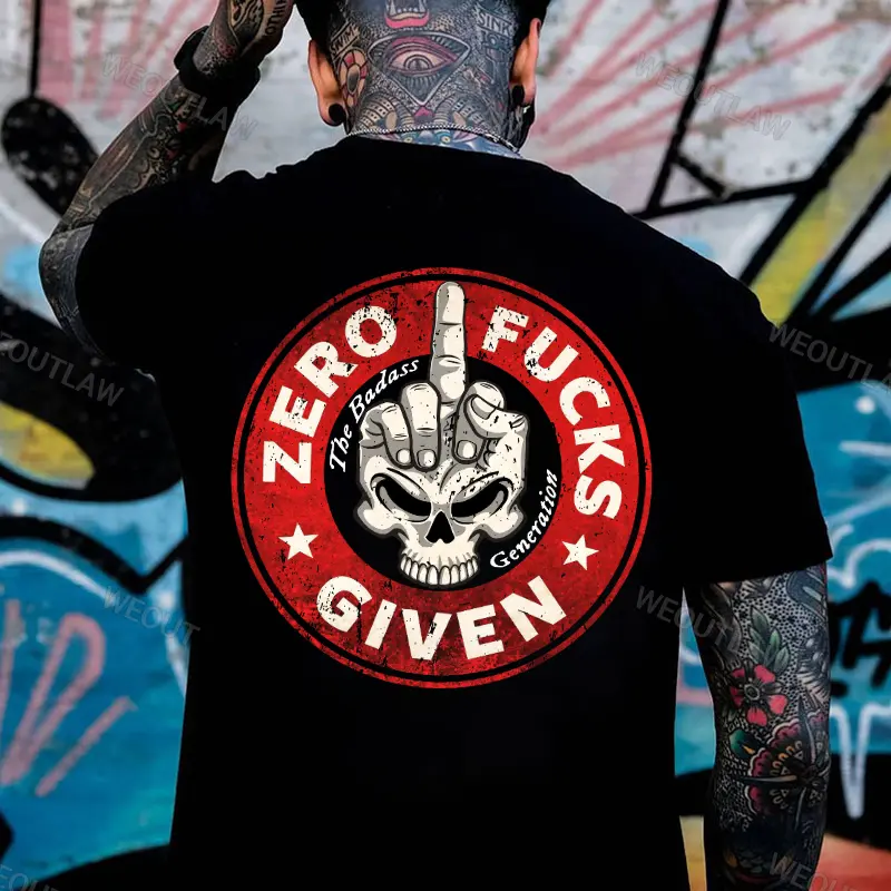 Generation X 2 Side T-shirt,Zero Fucks Given Print T-Shirt