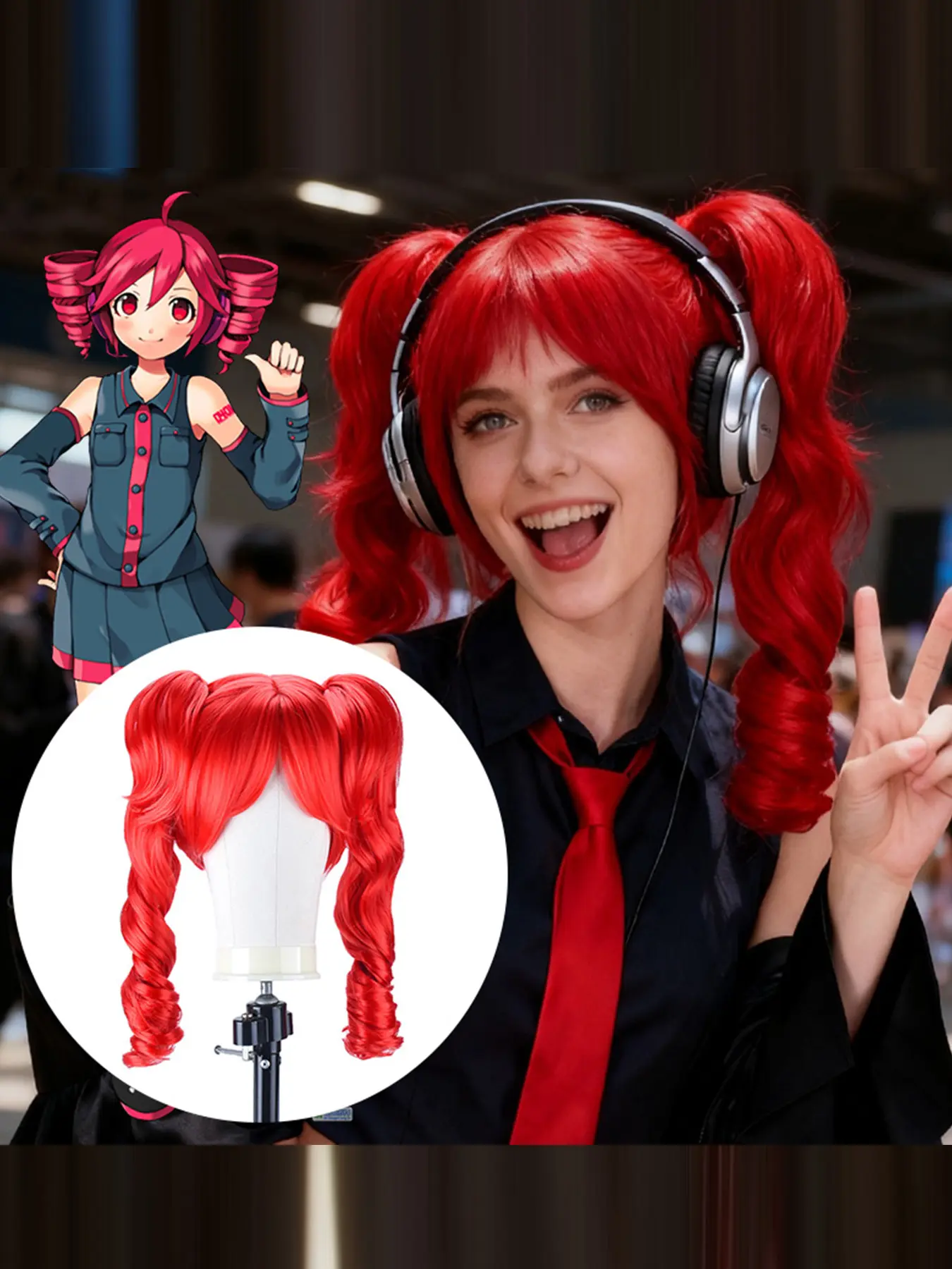 Women's Synthetic Fiber Curly Wig with Golden Roots, Balloon-Style Hairstyle, Perfect for Halloween, Cosplay, Theme Parties