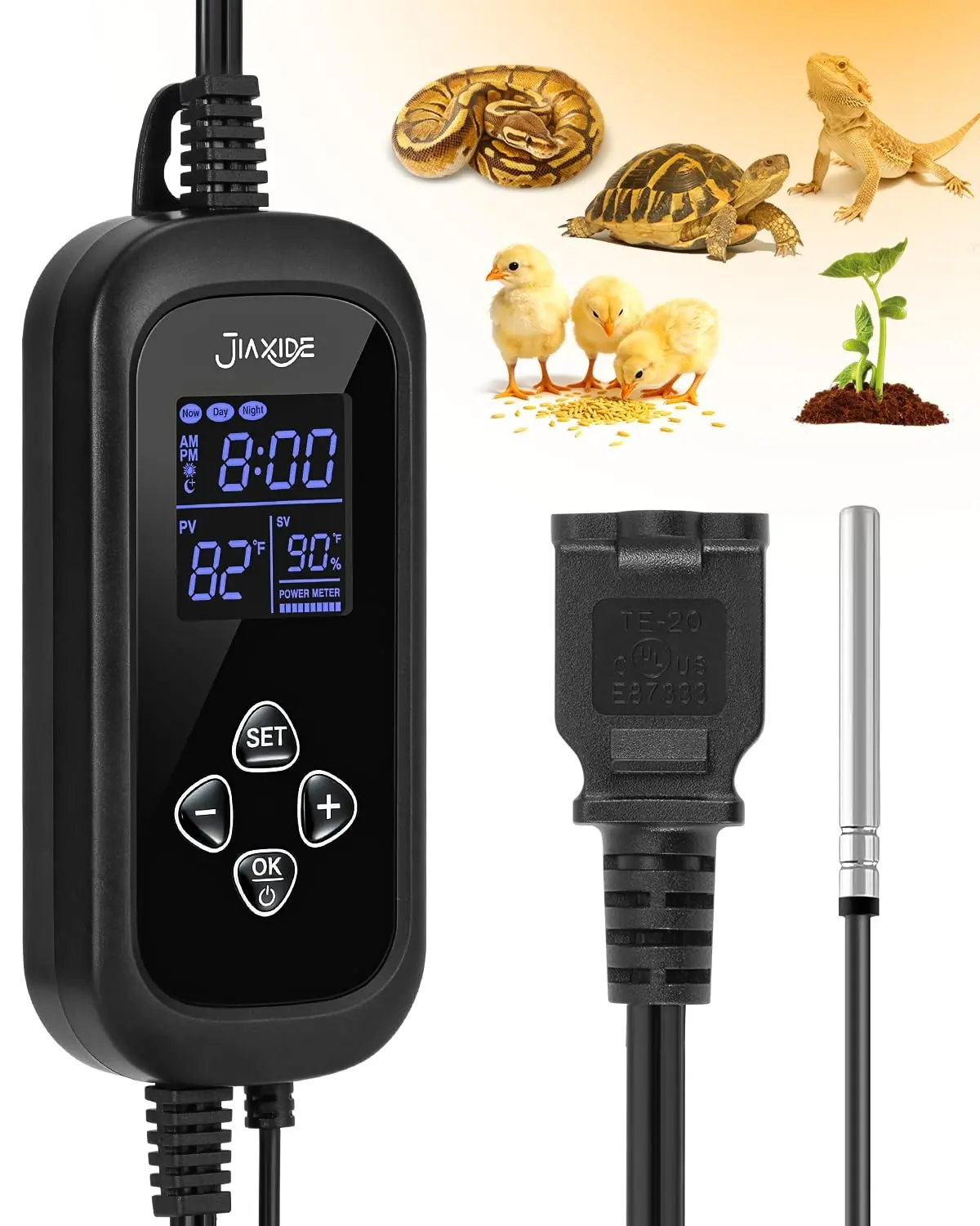 450W Reptile Thermostat Controller - PID Dimming Thermostat Control with Day/Night Timer for Reptile Heat Lamps, Mats, Terrariums, Seedlings & Brewing