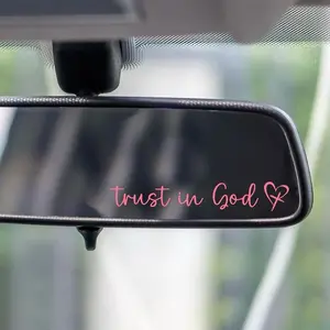 Trust in God Rearview Mirror Sticker Decal - Car Truck Sticker for Safe Driving, Pink color Waterproof Vinyl vehicle decoration car decal