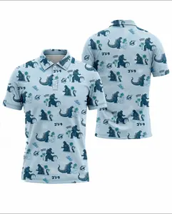 Godzilla Polo Shirt, Funny Tropical Beach Polo, Men Women Summer Performance Polo