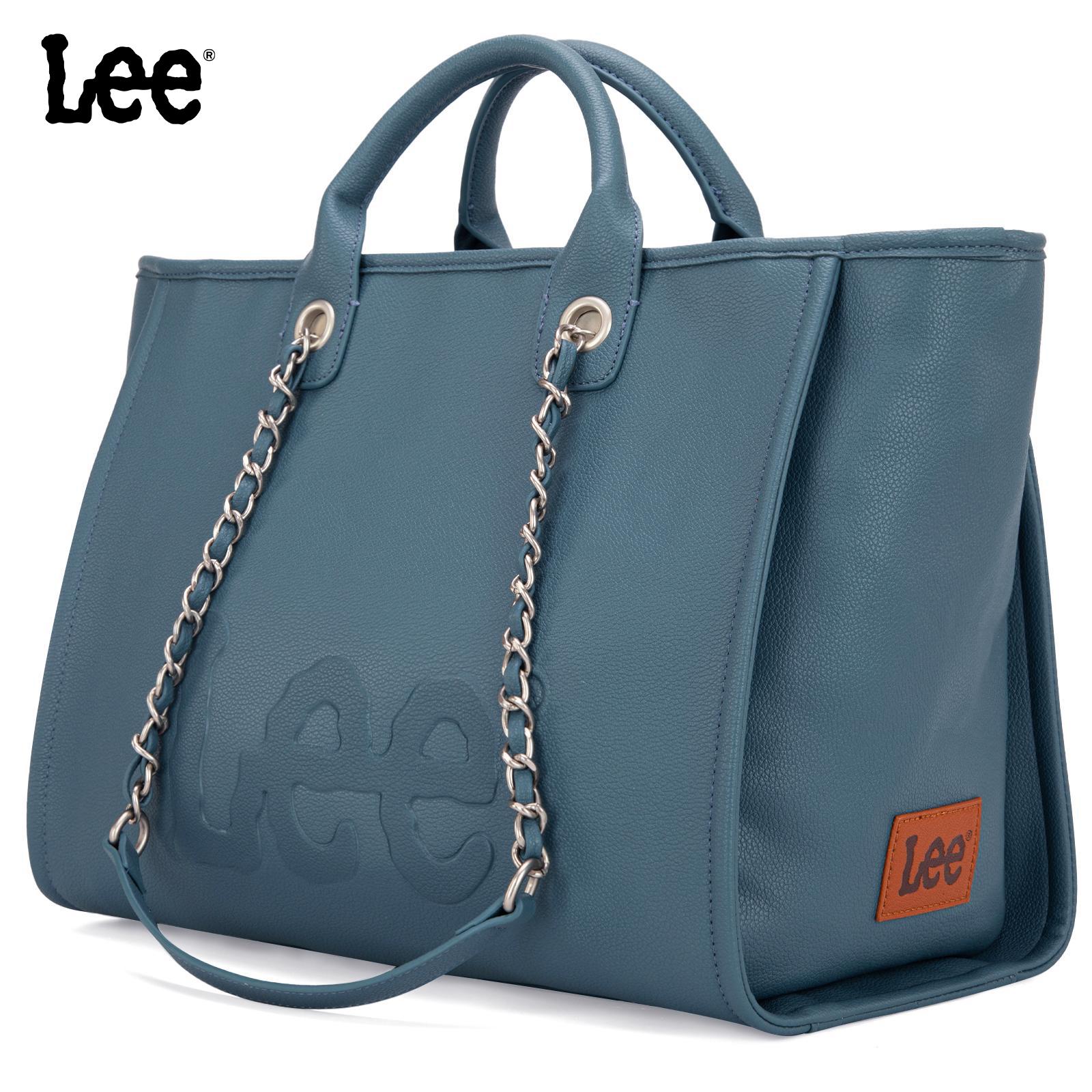 Lee Laptop Tote Bag for Women, made of leather, with a chain