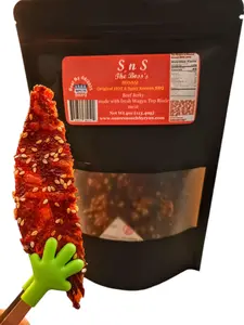 SnS The Boss's Bonsai Origioinal HOT and Spicy Korean BBQ 4oz Wagyu Beef Jerky - Authentic Korean Flavor Snack Dry Dried