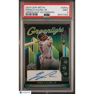 2023 Leaf Metal Greenlight Autographs Ronald Acuna JR. #GRAJ PSA 9