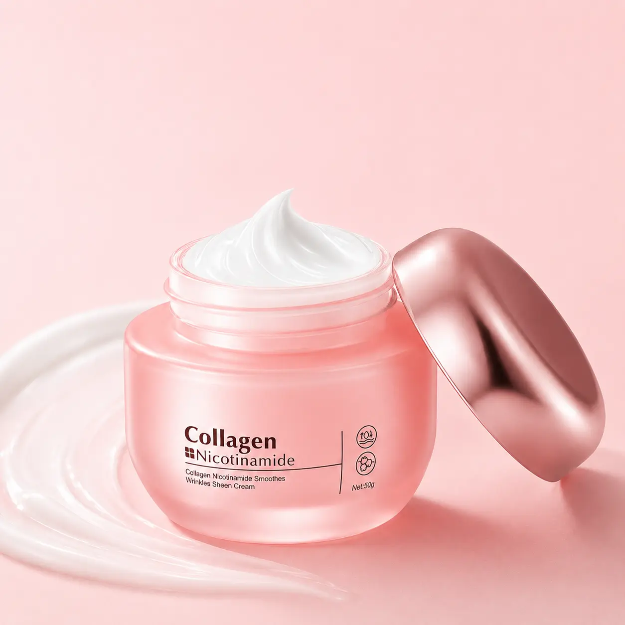 SADOER Pink Collagen Face Cream | Niacinamide Hydrating Moisturizer | Lightweight Daily Skin Care Cream for Soft, Radiant Skin
