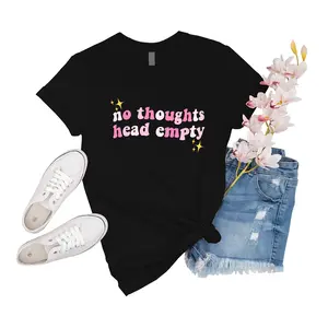 T-Shirt Women Hello Kitty Sticker No Thoughts Head Empty Shirts Shirt Friend Event Family Sleeve Gift For Men Women