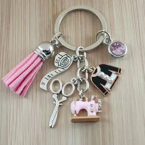 Sewing Machine Keychain with Scissors, Ruler, and Tassel – Tailor Gift Bag Charm for Women, Family, Friends, and Colleagues
