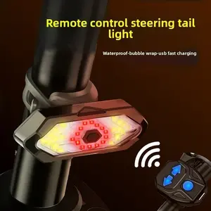 Bicycle Light Remote Control Turn Signal Tail Light, USB Charging LED Mountain Night Ride, Waterproof Warning Light with Horn