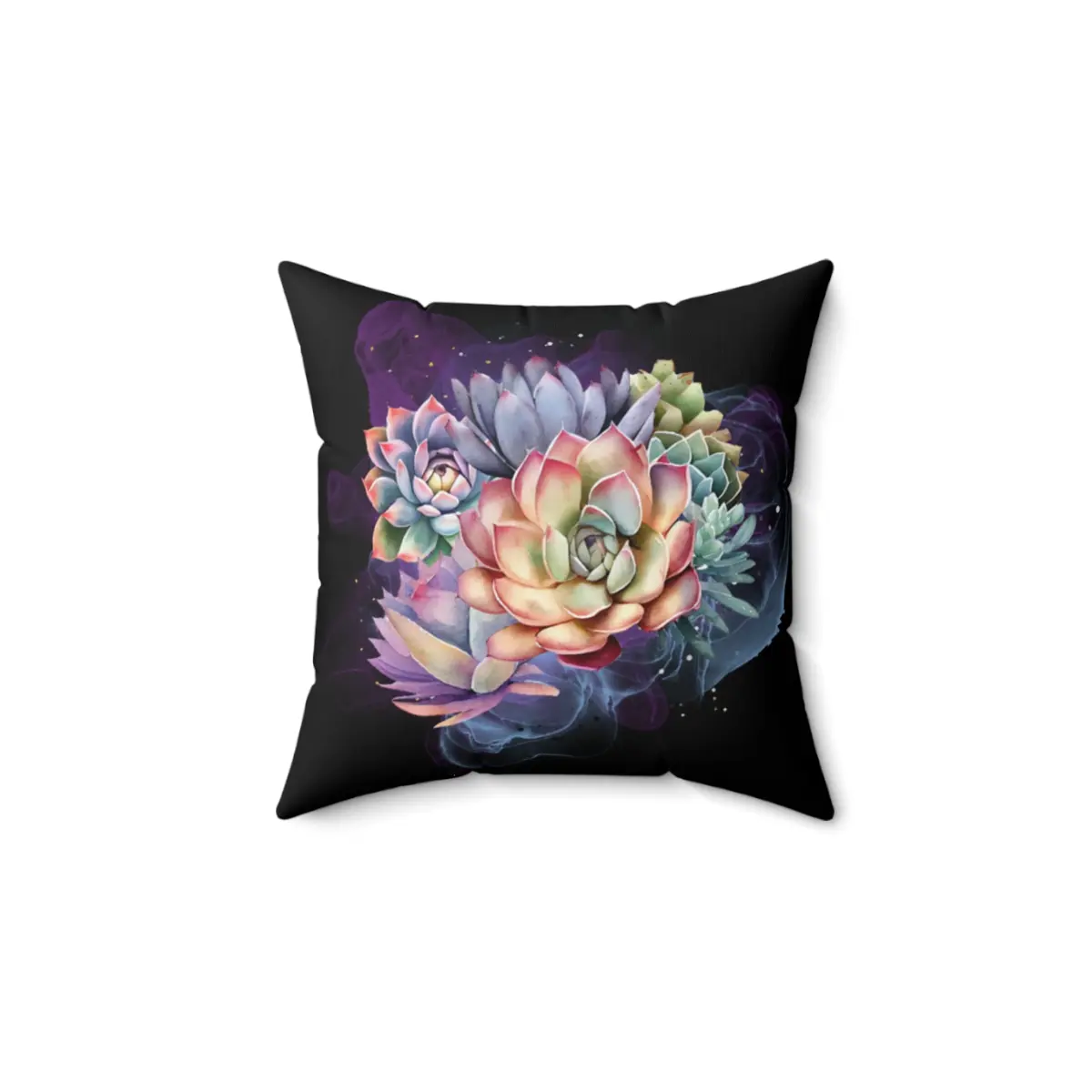 Succulent with abstract glitter background Faux Suede Square Pillow, Throw Pillow