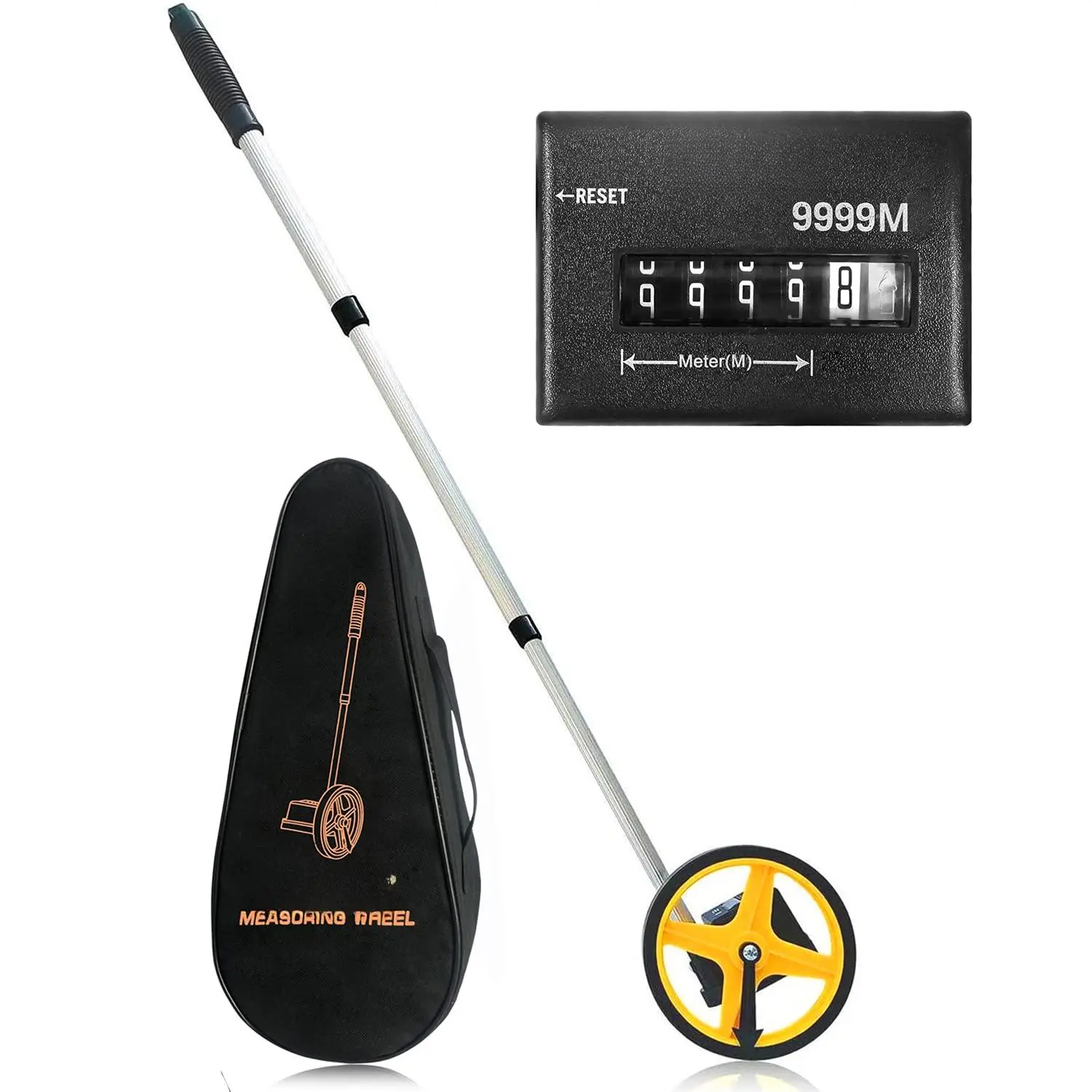 Measuring Wheel In Meters  Measure - Metric Units [up To 9 999m] Rolling Measurement With Carrying Bag Telescopic/one Key Reset/starting Point Arrow.