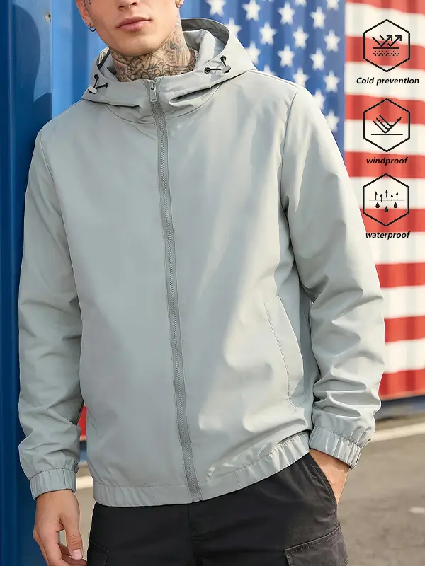 A must-have sports hooded jacket for both men and women - waterproof, sweat wicking, breathable, long sleeved, zippered design, suitable for daily leisure and outdoor activities in spring, autumn and winter, sports work jacket