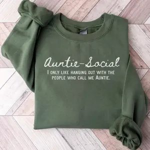 Auntie Gift Sweatshirt, Funny Auntie-Social Tee, New Auntie Pregnancy Announcement Shirt, Best Aunt Birthday Gift