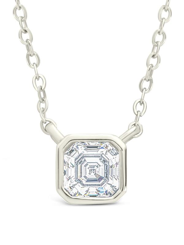 Sterling Silver Asscher Bezel Set Pendant