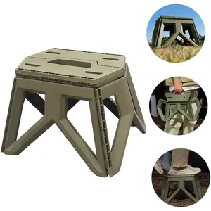 Folding Stool, Foldable Stool Footstool Adult Foldable Camping Stool Square Stool Folding, Lightweight Plastic Foldable Step Stool for Kids, Kitchen, Bathroom and Living Room
