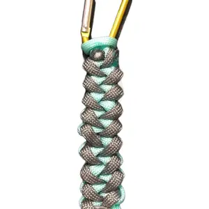 Teal/Grey Shark Jaw Paracord Keychain with C-Clamp and D-Ring