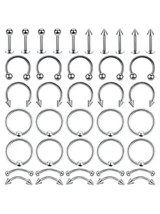 Nose Ring Piercing Kit, Nose Piercings Kit, Stainless Steel Nose Ring & L-shaped Tool, Body Jewelry for Women & Men, Trendy All-match & Exquisite Jewelry for Birthday Gift