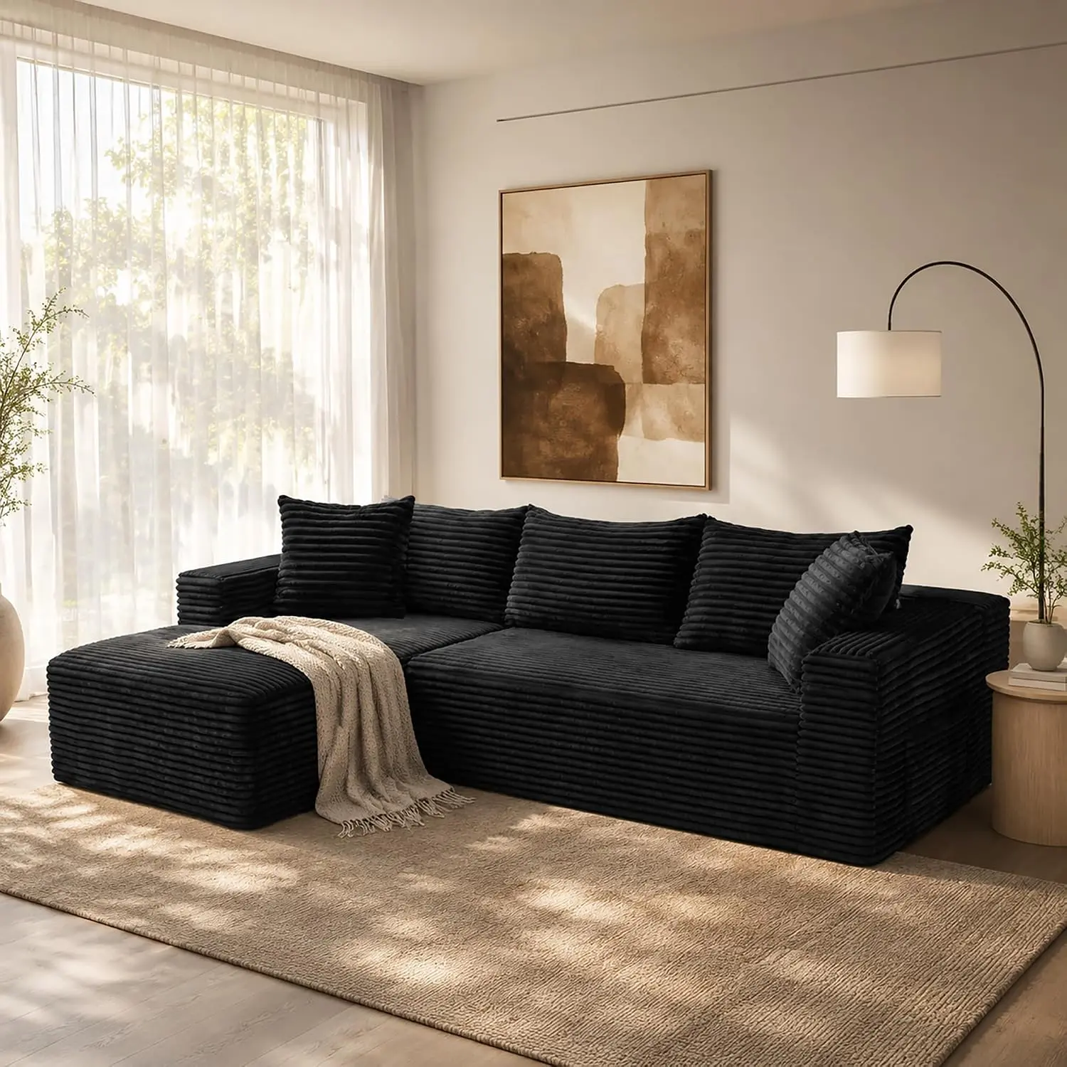 94.5" Modular Sectional Sofa Couch with L-Shape Chaise,Modern Minimalist Upholstered Cloud Couches for Living Room Bedroom,Deep Seat Corner Couch,No Assembly Required