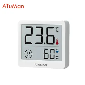 ATUMAN THmini Thermo-Hygrometer: High-Sensitive Sensing, Fun Emoticons, 3 Modes Placement & Months Standby