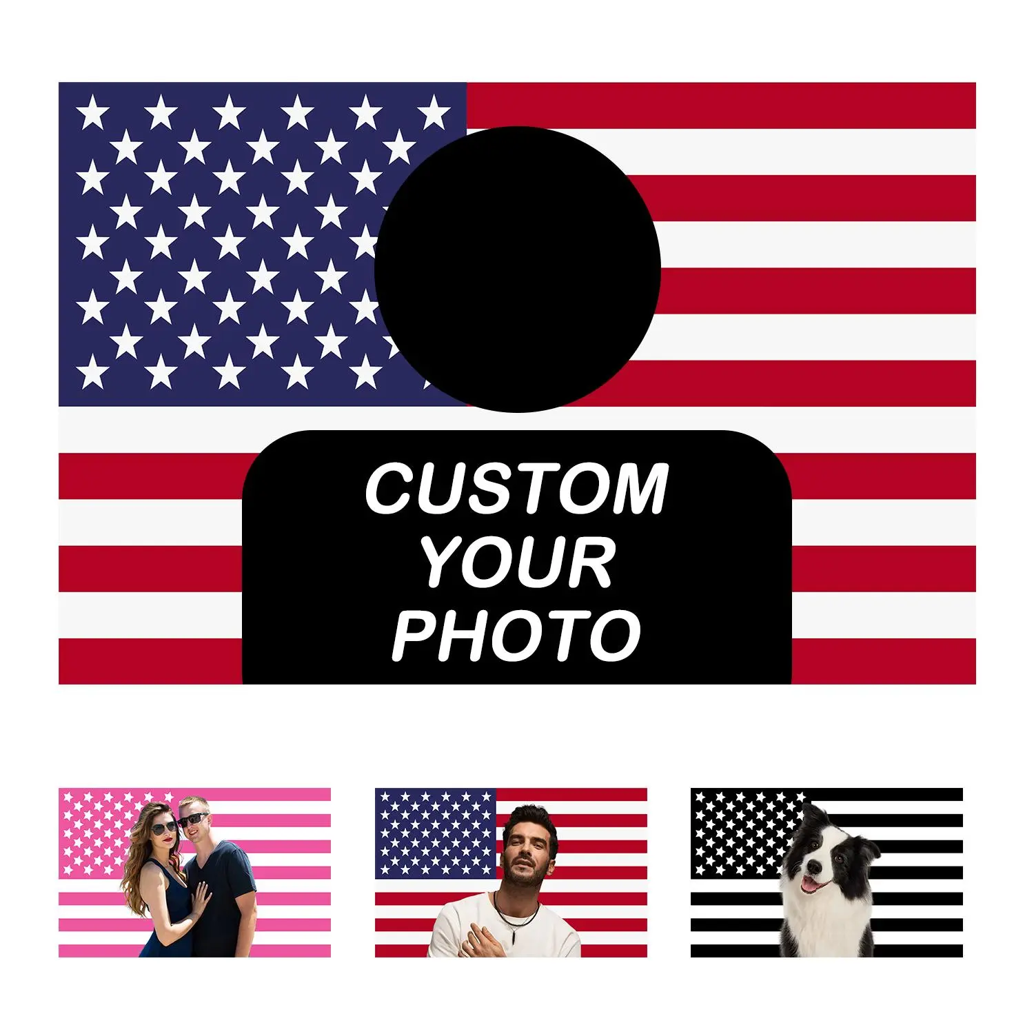 Customized American Flag Personalized Image Tapestry for Dormitories Bedrooms Patriotic Custom Flag Photo Tapestry Photo Wall Tapestry