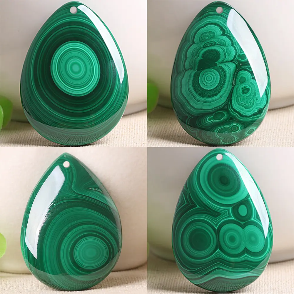 Natural Malachite Pendant Teardrop Shape Healing Crystal Necklace Protection Stone Jewelry for Women Malachite with Certificate