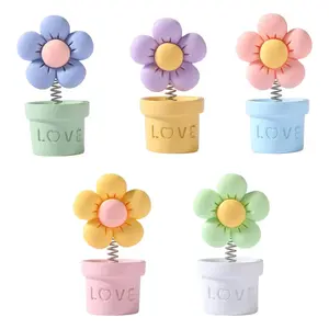 5PCS Funny Resin Swinging Flowers Decor – 3D Creative Desk & Monitor Ornament Set
