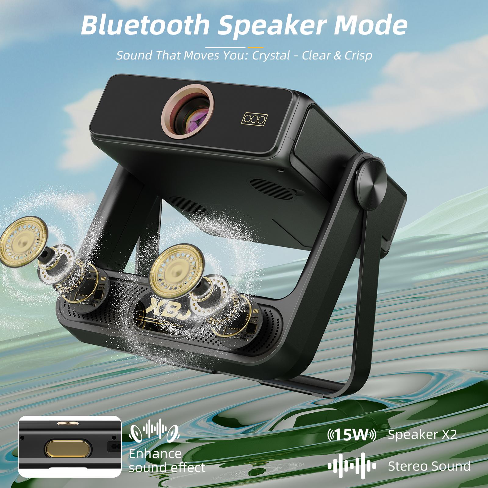 XBJ A5PRO projector, Bluetooth 5.2, 4K/1080P, smart touch screen—suitable for outdoor movies and gaming, home theater, and business presentations; wireless screen mirroring, ideal for camping and similar scenarios.