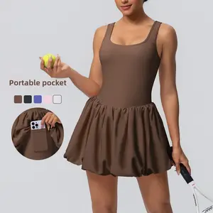 New model of a seamless two-piece sports dress with anti-exposure lining for outdoor running, fitness, and tennis
