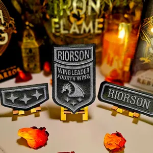 Fourth Wing Xaden Riorson Cosplay Embroidered Faux Leather Patch 4.5" x 2.7" Handcrafted Iron-On for Jackets Bags Book Sleeves