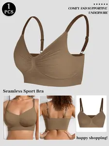 Seamless Shockproof Sports Bra, Jelly Soft Support Wireless, Push Up Anti-Sag, Adjustable Straps, High Elasticity Skin-Friendly, Versatile for Yoga Running Daily & Multi-Scenario Wear