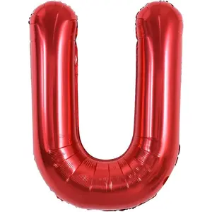 40 Inch Large Bright Red Letter Balloons A-Z, Giant Jumbo Helium Foil Mylar Big Letter U Balloons for Birthday Party Anniversary Wedding Decorations