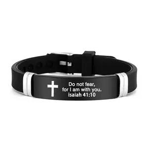 Cross Bracelets Christian Bible Verse Bracelet  Engraved Leather Adjustable Wristband for Men Women Faith Jewelry  Strength Daily Reminder