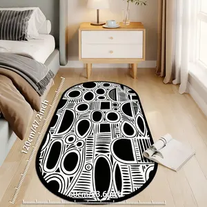 Abstract Geometric Pattern Round Rug, Soft Velvet Carpet, Non-Slip, High-Definition Print, Indoor Outdoor Use