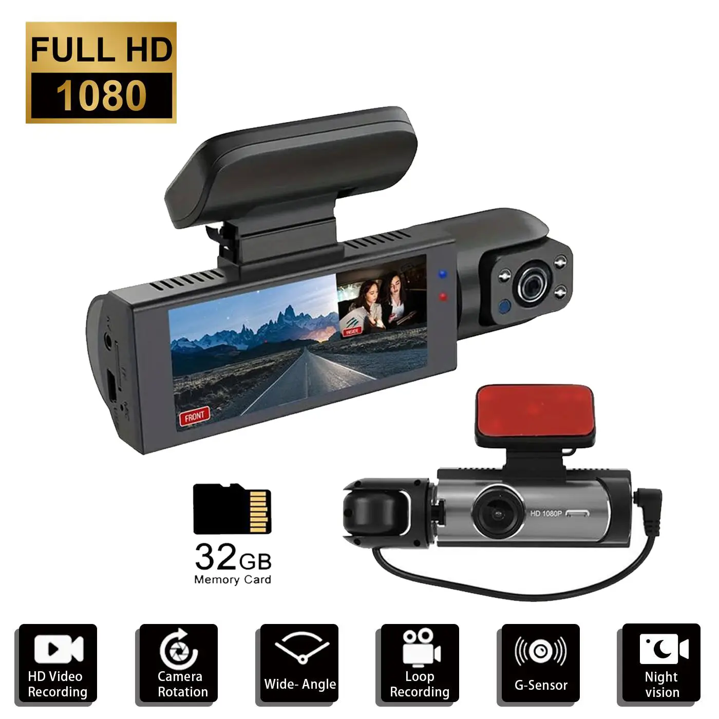 3.16 Inch Screen Car Dashboard Camera, 1 Count 1080P HD Night Vision Loop Recording DVR, G- sensor Dash Camera for Car, Truck, Suv, Motorcycle