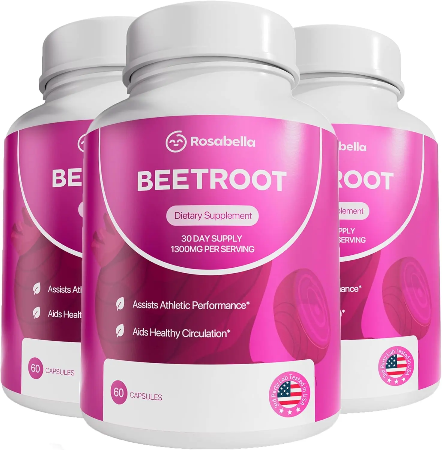 Rosabella Organic Beetroot Capsules (1300mg) for Blood Flow & Heart Health
