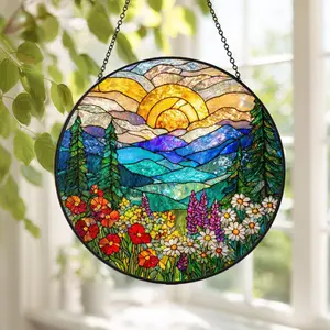 Vibrant Wildflower Stained Glass Suncatcher, Wildflower Window Hanging Decor, Florist Suncatcher, Mother's Day Gift, Kitchen Window Decor