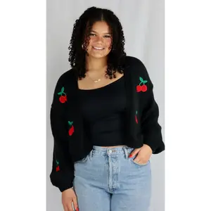 Cherry Bomb Cardigan - Lightweight Knit Women's Top for Casual Wear with Cute Design