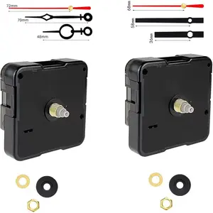 2 count Silent Clock Movement Mechanism Kit with 2 Sets of Hands - DIY Wall Clock Repair Replacement  - Accurate Quartz Movement Shaft Lengths 13.5mm (17/32 inch)
